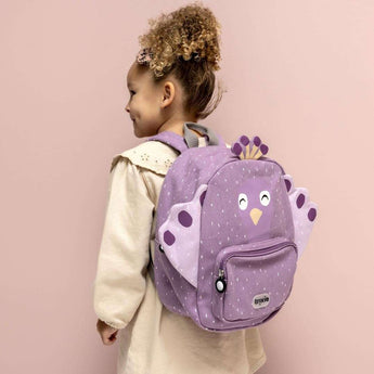 School Essential Set Of 3 Backpack Regular + Leakproof Lunch Box With Clips + Ss Bottle 500ml Mrs. Peacock