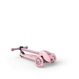 Pink Scoot & Ride Highwaykick 3S LED 3-wheel light-up scooter with clear wheels and black accents.