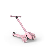 Pink Scoot & Ride Highwaykick 3S LED 3-wheel light-up scooter with two front wheels.