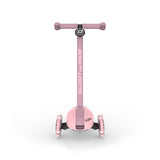 Pink Scoot & Ride Highwaykick 3S LED 3-wheel light-up scooter with two front wheels.