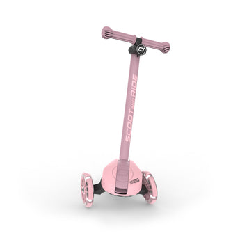 Pink Scoot & Ride Highwaykick 3S LED 3-wheel light-up scooter with glowing wheels.