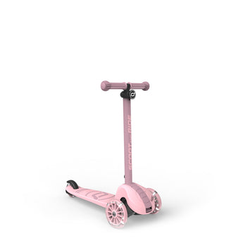 Pink Scoot & Ride Highwaykick 3S LED 3-wheel light-up scooter with clear glowing wheels.