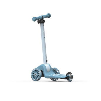 Light blue Scoot & Ride Highwaykick 3S LED 3-wheel scooter with glowing wheels.
