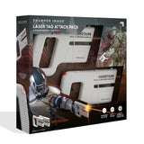 Sharper Image Laser Tag Attack Pack box, showing two white Handtank blasters and futuristic combatants.