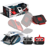 Sharper Image RC Battle Wedge Tanks: one red, one white, with black treads, and two matching remote controls.