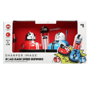 Sharper Image Road Rage Speed Bumper cars set with red and blue RC vehicles, drivers, and sound effects.