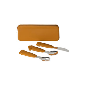 Kids' Eco-Friendly Silicone and Stainless Steel Cutlery Set with Pouch