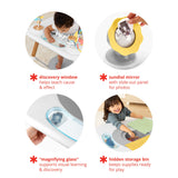 Skip Hop Discoverosity 3 Stage Activity Center with discovery window, sundial mirror, and hidden storage.