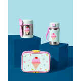 Skip Hop Spark Style stainless steel food jar, straw bottle, and lunchbox with ice cream cone design.