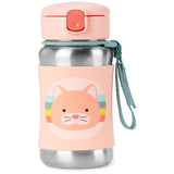 Skip Hop Kids Stainless Steel Straw Water Bottle | Zoo Character Design