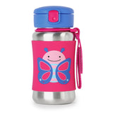 Skip Hop Kids Stainless Steel Straw Water Bottle | Zoo Character Design