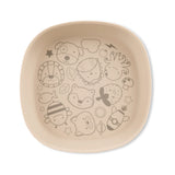 Skip Hop Squad tan silicone kids plate with various animal and nature line art designs.