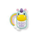 Skip Hop Zoo Phone unicorn baby toy with light-up horn, rainbow handle, and colorful buttons.