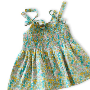 Yellow Multicolored Charming Girls Smocked Dress
