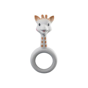 Sophie la girafe So'Pure white natural rubber ring teether with giraffe head.