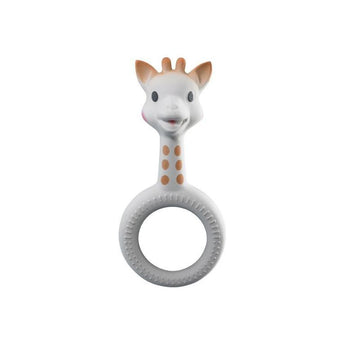 Sophie la girafe So'Pure white natural rubber ring teether with giraffe head.
