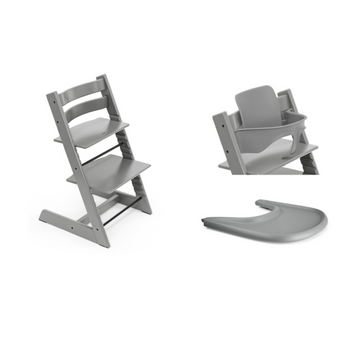 Stokke Tripp Trapp High Chair + Baby Set + Tray Bundle