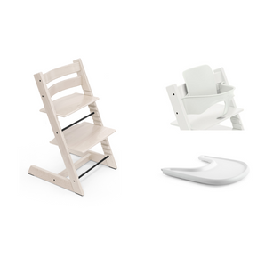 Stokke Tripp Trapp High Chair + Baby Set + Tray Bundle
