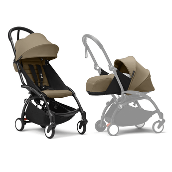 Stokke YOYO3 Black Frame Newborn Shell and 6+ Toffee