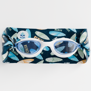 White Junior Swimming Goggles – Ultra-Soft Band with Surf