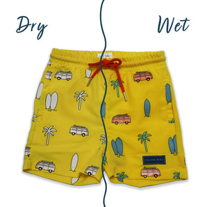 Kids Color-Changing Surfboard Swim Shorts