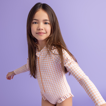 Swim Essentials Apricot Orange Girls Long Sleeve Swimsuit | Kids Swim