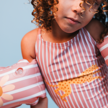 Swim Essentials Boldlines Red Swimsuit For Girls | Kids Swimwear