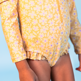 Swim Essentials Florish Yellow Girls Long Sleeve Swimsuit | Kids Swim