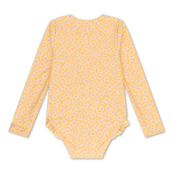 Swim Essentials Florish Yellow Girls Long Sleeve Swimsuit | Kids Swim