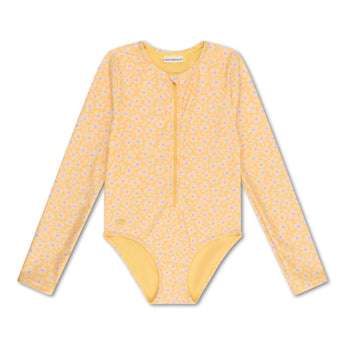 Swim Essentials Florish Yellow Girls Long Sleeve Swimsuit | Kids Swim