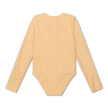 Swim Essentials Florish Yellow Girls Long Sleeve Swimsuit | Kids Swim