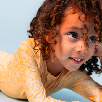 Swim Essentials Florish Yellow Girls Long Sleeve Swimsuit | Kids Swim