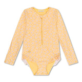 Swim Essentials Florish Yellow Girls Long Sleeve Swimsuit | Kids Swim