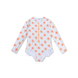 Swim Essentials Flower Hearts Girls Long Sleeve Swimsuit | Kids Swim