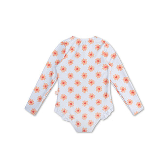 Swim Essentials Flower Hearts Girls Long Sleeve Swimsuit | Kids Swim