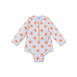 Swim Essentials Flower Hearts Girls Long Sleeve Swimsuit | Kids Swim