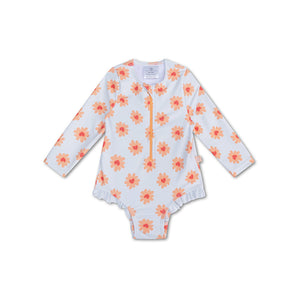 Swim Essentials Flower Hearts Girls Long Sleeve Swimsuit | Kids Swim