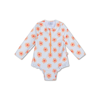 Swim Essentials Flower Hearts Girls Long Sleeve Swimsuit | Kids Swim