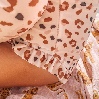 Swim Essentials Khaki Leopard Girls Long Sleeve Swimsuit | Kids Swimwear