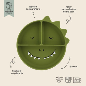 Trixie Silicone Divided Plate With Suction | Animal Collection Kids Plate - My Little Thieves