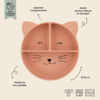 Trixie Silicone Divided Plate With Suction | Animal Collection Kids Plate - My Little Thieves