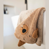 Trixie Kids Bathtime Hooded Towel 75x75cm | Organic Cotton Animal Design