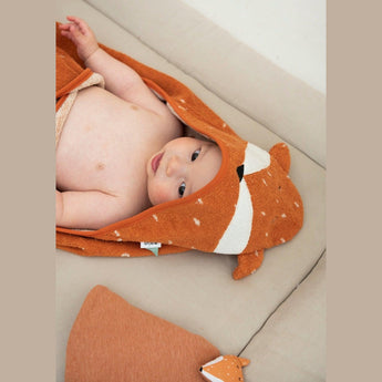 Trixie Kids Bathtime Hooded Towel 75x75cm | Organic Cotton Animal Design