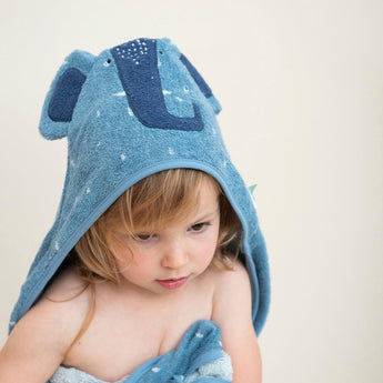 Trixie Kids Bathtime Hooded Towel 75x75cm | Organic Cotton Animal Design