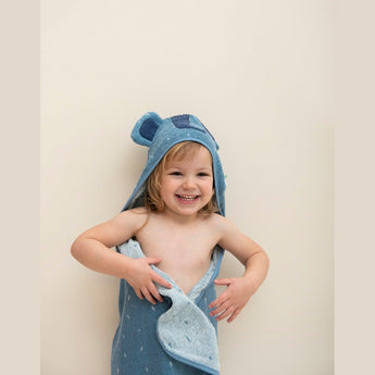 Trixie Kids Bathtime Hooded Towel 75x75cm | Organic Cotton Animal Design