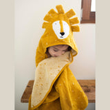 Trixie Kids Bathtime Hooded Towel 75x75cm | Organic Cotton Animal Design