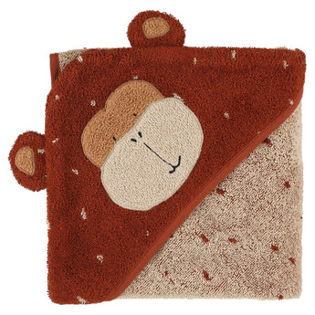 Trixie Kids Bathtime Hooded Towel 75x75cm | Organic Cotton Animal Design