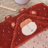 Trixie Kids Bathtime Hooded Towel 75x75cm | Organic Cotton Animal Design