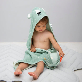 Trixie Kids Bathtime Hooded Towel 75x75cm | Organic Cotton Animal Design