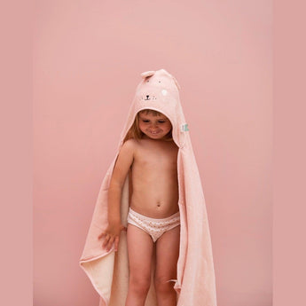 Trixie Kids Bathtime Hooded Towel 75x75cm | Organic Cotton Animal Design